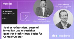 dpa-Webinar: Journalistisches Arbeiten für Content Creator Visual zum Webinar (Foto: dpa-Akademie)