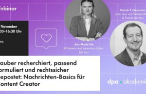 dpa-Webinar: Journalistisches Arbeiten für Content Creator Visual zum Webinar (Foto: dpa-Akademie)